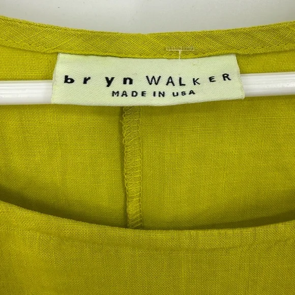 BRYN WALKER 100% Heavy Linen LEO bright green Lagen look Hilo TUNIC L - Picture 6 of 9